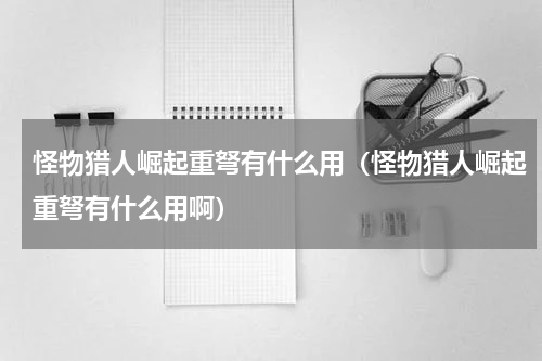 怪物猎人崛起重弩有什么用（怪物猎人崛起重弩有什么用啊）
